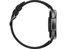 Charger l&#39;image dans la galerie, Montre connectée noire avec bracelet noir, vue de côté. Le cadran est également noir.
