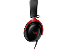 Charger l&#39;image dans la galerie, Casque de jeu noir et rouge avec le logo HyperX, conçu pour la communication audio et vocale.
