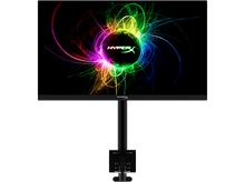 Charger l&#39;image dans la galerie, Un moniteur d&#39;ordinateur noir avec un graphique coloré sur l&#39;écran, monté sur un support.
