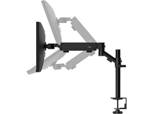 Charger l&#39;image dans la galerie, Un bras de moniteur noir, tenant un moniteur, avec divers réglages visibles.
