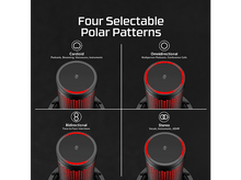 Charger l&#39;image dans la galerie, Quatre microphones avec différents diagrammes polaires : cardioïde, omnidirectionnel, bidirectionnel et stéréo.
