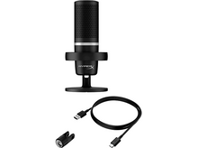 Charger l&#39;image dans la galerie, Microphone noir avec support et câble USB. Petit accessoire inclus.
