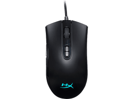 Souris gaming HyperX noire. La souris a une molette et deux boutons latéraux.