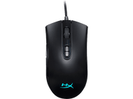 Souris gaming HyperX noire. La souris a une molette et deux boutons latéraux.