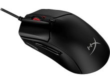 Charger l&#39;image dans la galerie, Souris de jeu noire avec molette rouge et logo HyperX. La souris a un cordon.
