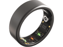 Charger l&#39;image dans la galerie, Bague intelligente noire avec un design incurvé, montrant les composants internes et les capteurs.
