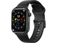 Charger l&#39;image dans la galerie, Montre connectée noire avec bracelet noir. L&#39;écran affiche des données.
