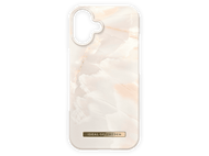 Coque de téléphone avec design marbré. Tons beige clair et rose avec logo doré Ideal of Sweden.