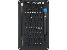 Charger l&#39;image dans la galerie, Une boîte à outils avec de nombreux embouts et deux tournevis. Noir et bleu.
