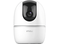 Caméra de sécurité Imou blanche avec objectif noir, sur fond noir.
