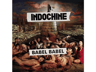 Pochette d'album avec des personnes dans une scène chaotique, avec le nom du groupe INDOCHINE.