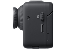 Charger l&#39;image dans la galerie, Caméra d&#39;action noire, vue latérale, avec un symbole de verrouillage et une fente.
