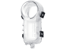 Charger l&#39;image dans la galerie, Boîtier de plongée invisible Insta360 X4, transparent, avec fermoirs noirs, sur fond noir.
