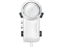 Charger l&#39;image dans la galerie, Boîtier de plongée invisible Insta360 X4 blanc, transparent, forme cylindrique avec plusieurs attaches noires.
