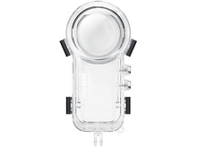 Charger l&#39;image dans la galerie, Un boîtier étanche transparent avec un objectif et des boutons. Il possède des clips noirs.
