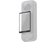 Une caméra Insta360 noire avec un protecteur d'écran dessus.