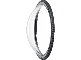 Un objet circulaire transparent, comme du verre, avec un bord gris foncé. L