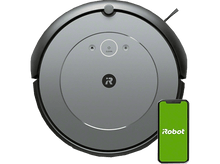 Charger l&#39;image dans la galerie, Aspirateur robot avec l&#39;application iRobot sur le côté droit.
