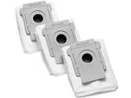 Trois sacs d'aspirateur iRobot. Ils sont gris et blancs. Le fond est blanc.