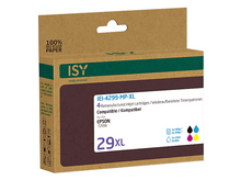 Charger l&#39;image dans la galerie, Une boîte en carton marron de cartouches d&#39;encre d&#39;imprimante avec du texte et des gouttes d&#39;encre colorées.
