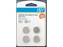 Charger l&#39;image dans la galerie, Un paquet de quatre piles au lithium CR2032 3V. L&#39;emballage est bleu et blanc.
