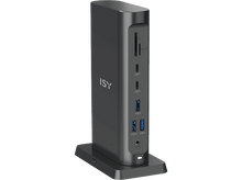 Charger l&#39;image dans la galerie, Station d&#39;accueil ISY gris foncé avec plusieurs ports, sur un socle noir.
