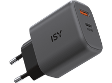 Charger l&#39;image dans la galerie, ISY Adaptateur secteur GaN USB-A/USB-C 65 W Gris (IWC 4065-GR)
