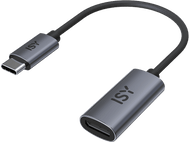 Un câble adaptateur USB-C vers USB-A ISY noir, pour connecter des appareils.