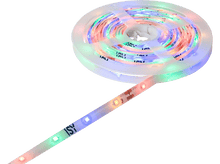 Charger l&#39;image dans la galerie, Un rouleau de lumières de bande LED colorées. Les lumières montrent le rouge, le vert, le bleu et le jaune.
