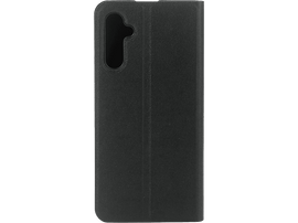 Un étui de téléphone noir, fermé, avec un trou pour la caméra.