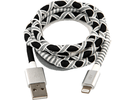 ISY Câble USB - Lightning 1 m Noir / Blanc (IUC-4100-SB-L)