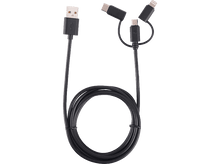 Charger l&#39;image dans la galerie, ISY Câble USB -  USB-C / microUSB / Lighting 1.6 m Noir (IUC-3100)
