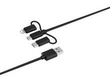 Charger l&#39;image dans la galerie, ISY Câble USB -  USB-C / microUSB / Lighting 1.6 m Noir (IUC-3100)
