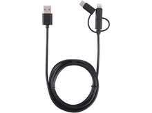 Charger l&#39;image dans la galerie, ISY Câble USB -  USB-C / microUSB / Lighting 1.6 m Noir (IUC-3100)
