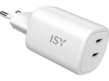 Charger l&#39;image dans la galerie, Chargeur ISY blanc avec deux ports USB et une prise européenne.
