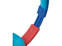 Charger l&#39;image dans la galerie, Gros plan sur un casque bleu et rouge. La section rouge montre la lettre &#39;L&#39;.
