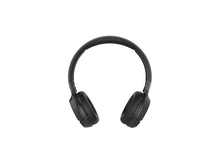 Charger l&#39;image dans la galerie, Casque audio sans fil noir sur fond blanc. Le casque est centré, avec un arceau incurvé et des oreillettes.
