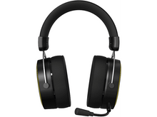 Charger l&#39;image dans la galerie, Casque de jeu noir et jaune avec un microphone, sur fond blanc.
