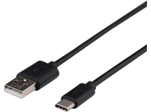 Charger l&#39;image dans la galerie, Câble USB-C vers USB noir. Un connecteur USB standard et un connecteur USB-C.
