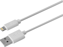Charger l&#39;image dans la galerie, Un câble USB vers Lightning blanc. L&#39;extrémité Lightning est branchée.
