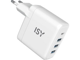 ISY Chargeur PD Fast Charger 3 x USB-A / USB-C 45 W Blanc (IAC-5045)