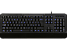 Charger l'image dans la galerie, Clavier noir avec touches rétroéclairées bleues. Texte : ISY. Il possède un pavé numérique et des touches de fonction.
