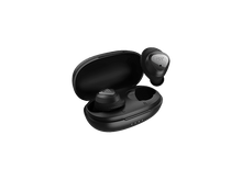 Charger l&#39;image dans la galerie, Écouteurs sans fil noirs dans un étui de chargement ouvert. Un écouteur est séparé. L&#39;étui et les écouteurs portent le logo &#39;ISY&#39;.
