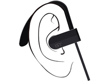 Charger l&#39;image dans la galerie, Un écouteur noir avec le logo ISY. Il est attaché à un crochet d&#39;oreille noir.
