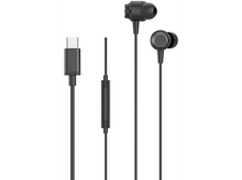 Charger l&#39;image dans la galerie, Écouteurs noirs avec un connecteur USB-C et un module de commande sur le câble.
