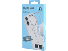 Charger l&#39;image dans la galerie, Une boîte bleu clair avec une coque transparente et une fixation circulaire blanche, avec du texte.
