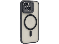 Coque iPhone noire avec protection caméra, anneau MagSafe.