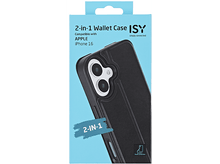 Charger l&#39;image dans la galerie, Boîte de coque de téléphone noire avec 2-en-1 Wallet Case pour iPhone 16. Fond blanc.
