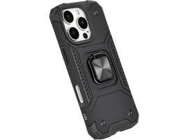 Coque noire pour iPhone avec support de bague et protection d