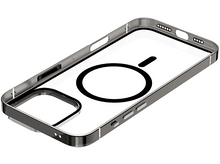 Charger l&#39;image dans la galerie, Coque de téléphone transparente avec anneau noir. Fond blanc. Vue latérale.
